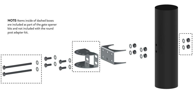Ghost Controls AX3R Round Post Adapter Brackets to Adapt to 3 inch Round Steel Posts for Automatic Gate Opener Systems - Image 5